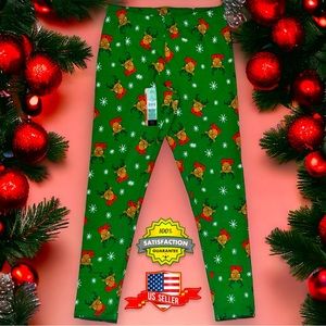 Nobo Ankle Length Christmas Reindeer Holiday Legging Green JUNIORS MED (7-9)